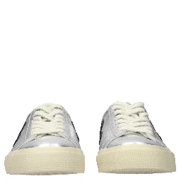 Gray Leather Low Top Sneakers