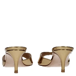 Gold Leather Platform Sandals