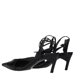Black Leather High Heel Pumps