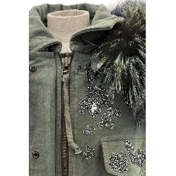 Green Cotton Women Jacket