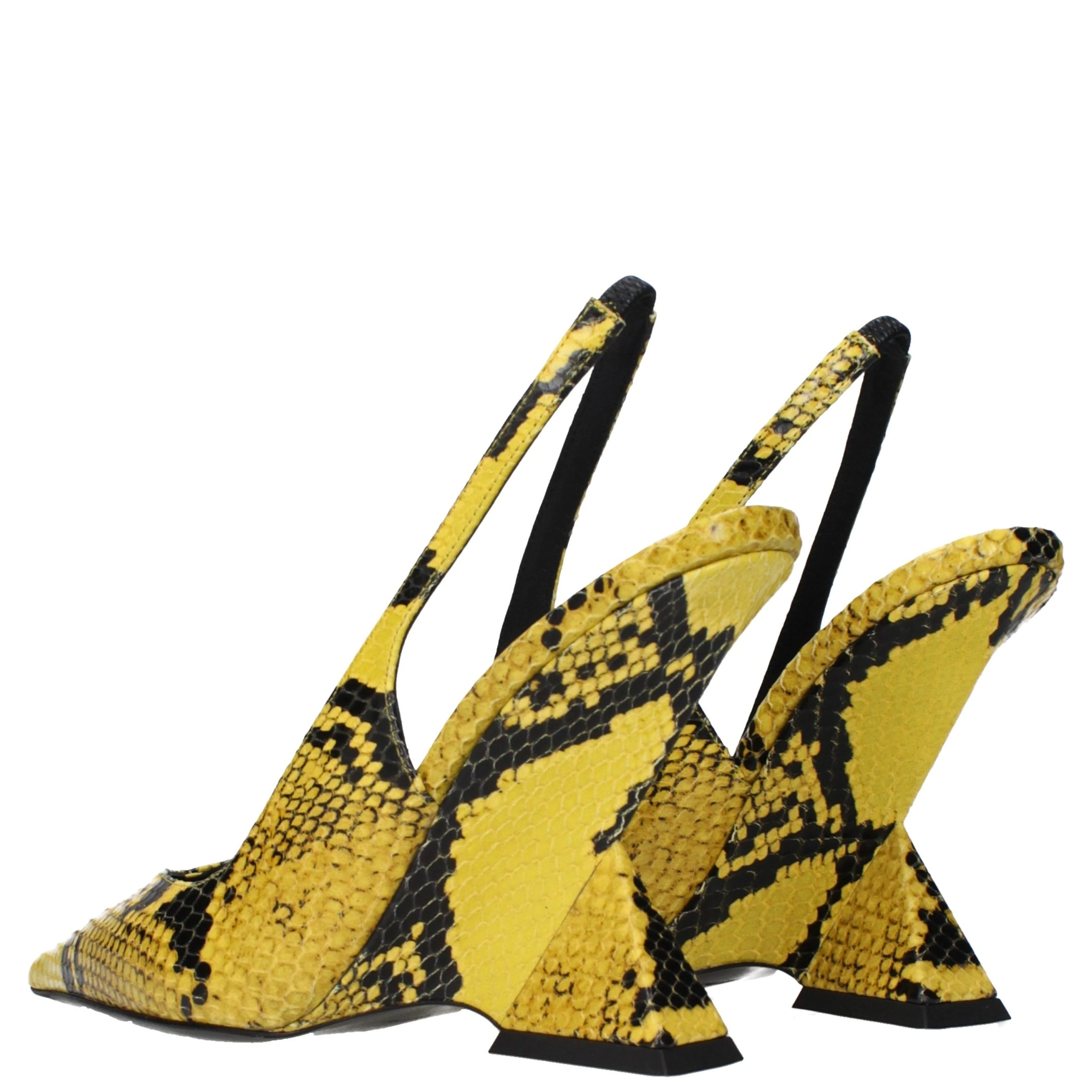 Yellow Leather Platform Pumps