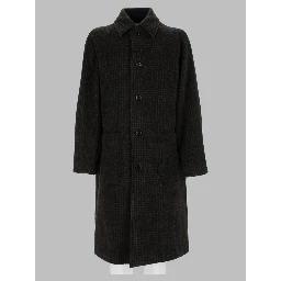 Cappotto Relaxed Fit a Quadri In Alpaca e Lana
