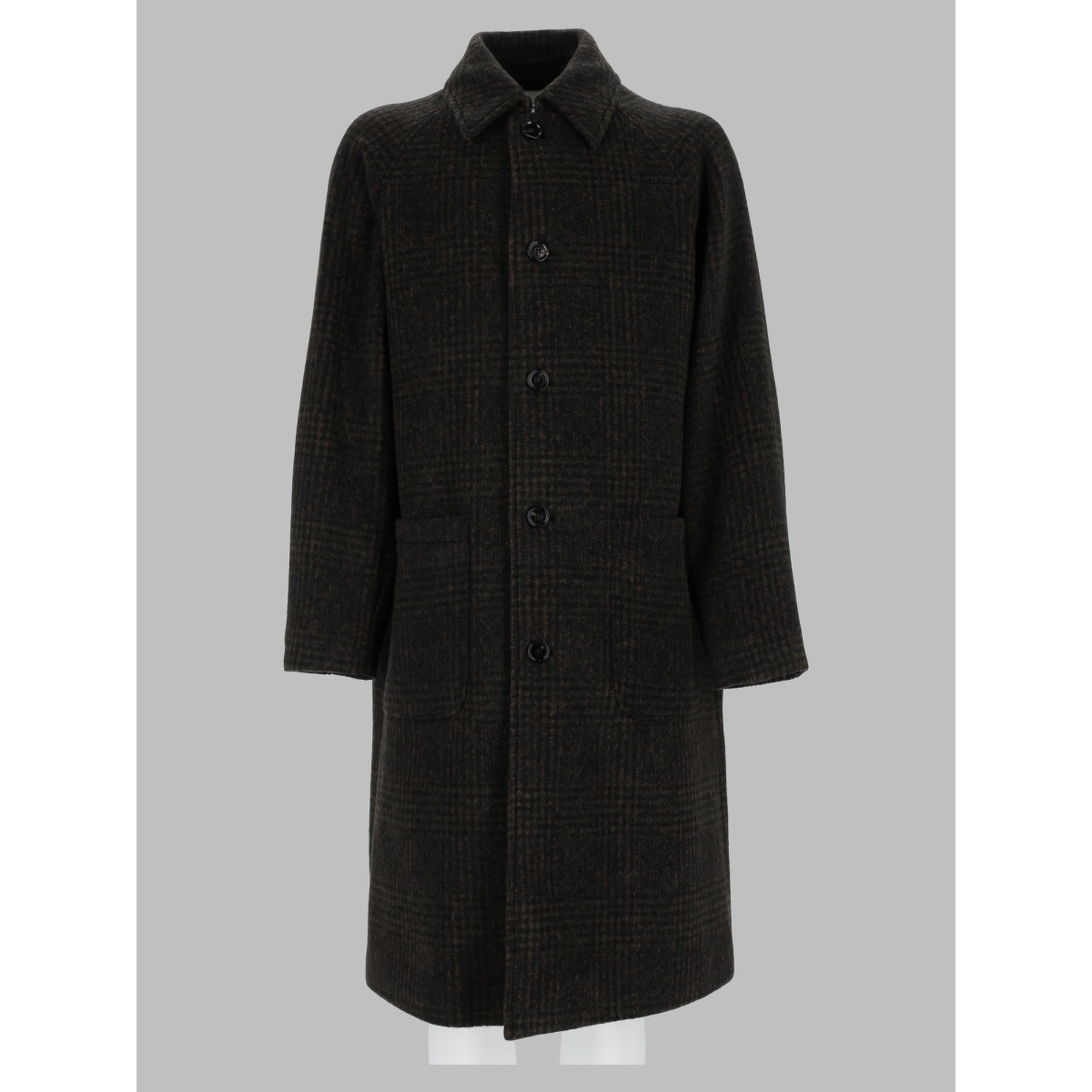 Cappotto Relaxed Fit a Quadri In Alpaca e Lana