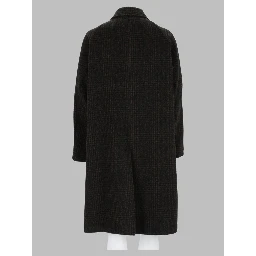 Cappotto Relaxed Fit a Quadri In Alpaca e Lana