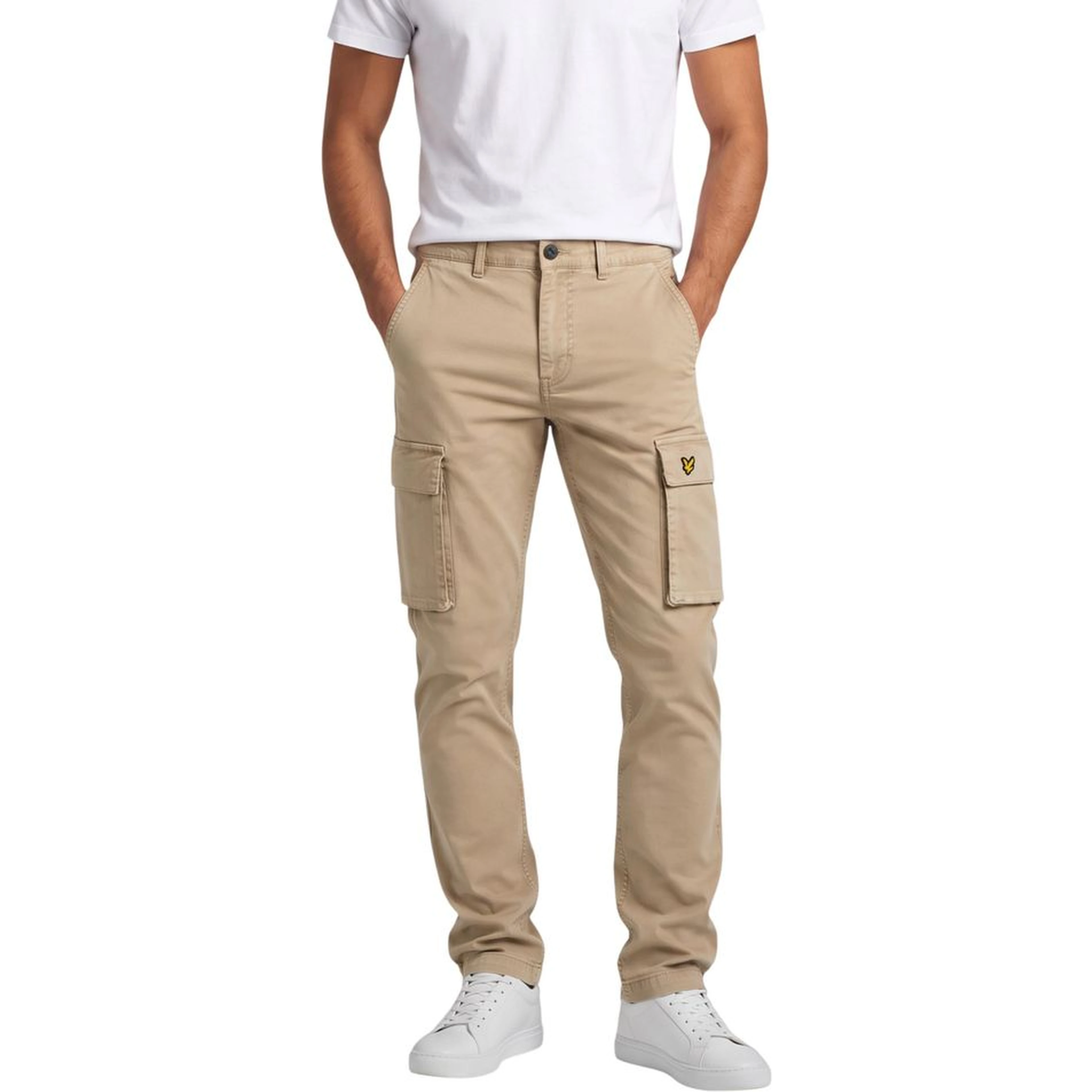 Beige Cotton Cargo Pants