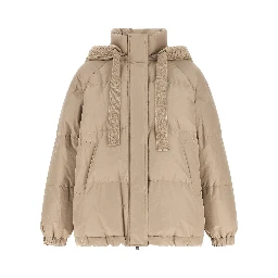 Beige Cotton Full-Length Jacket