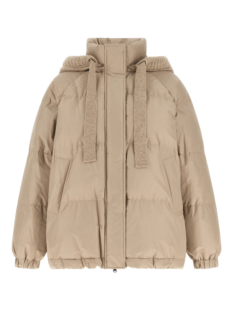 Beige Cotton Full-Length Jacket