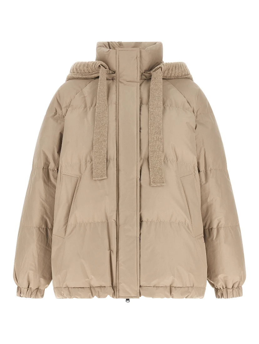 Beige Cotton Full-Length Jacket