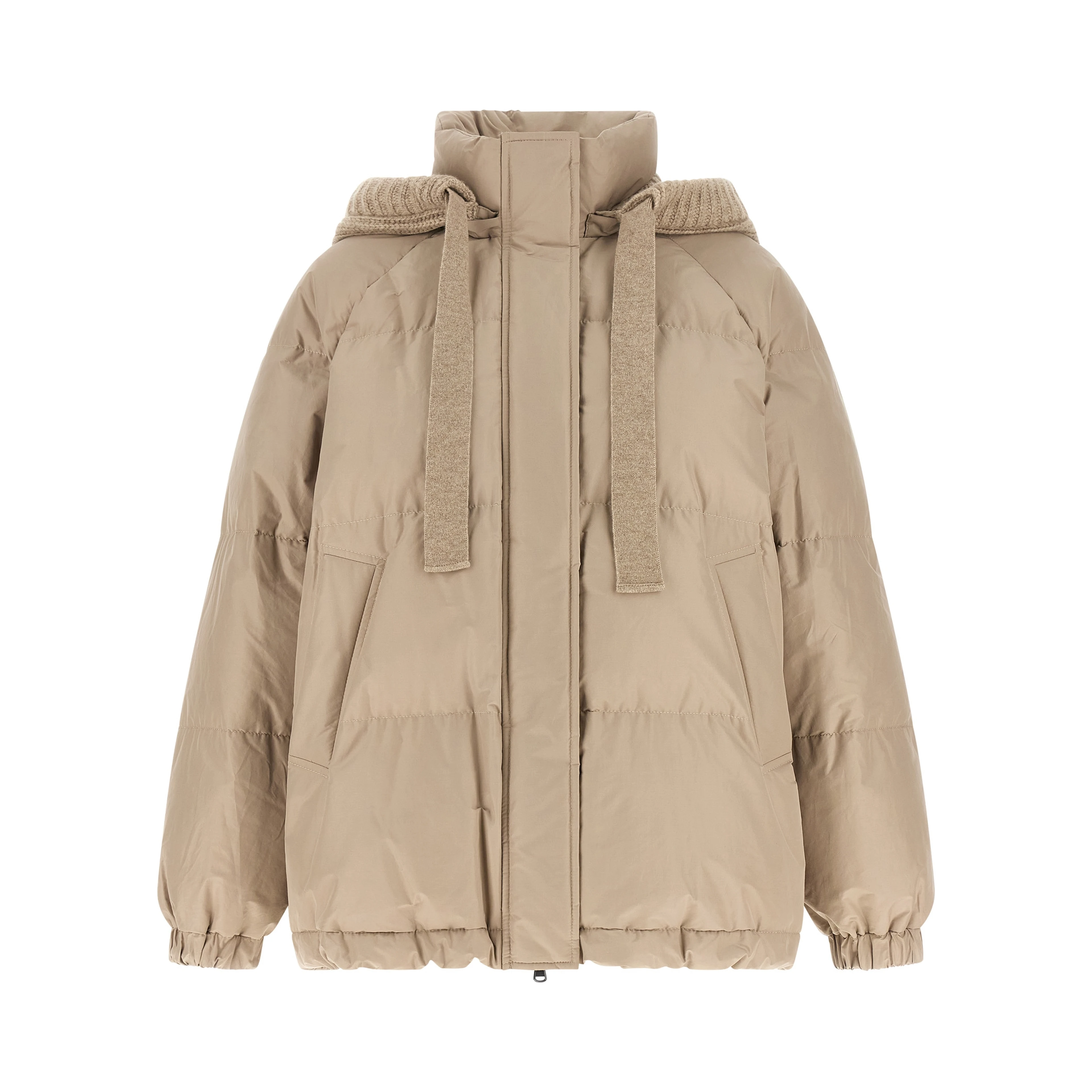 Beige Cotton Full-Length Jacket