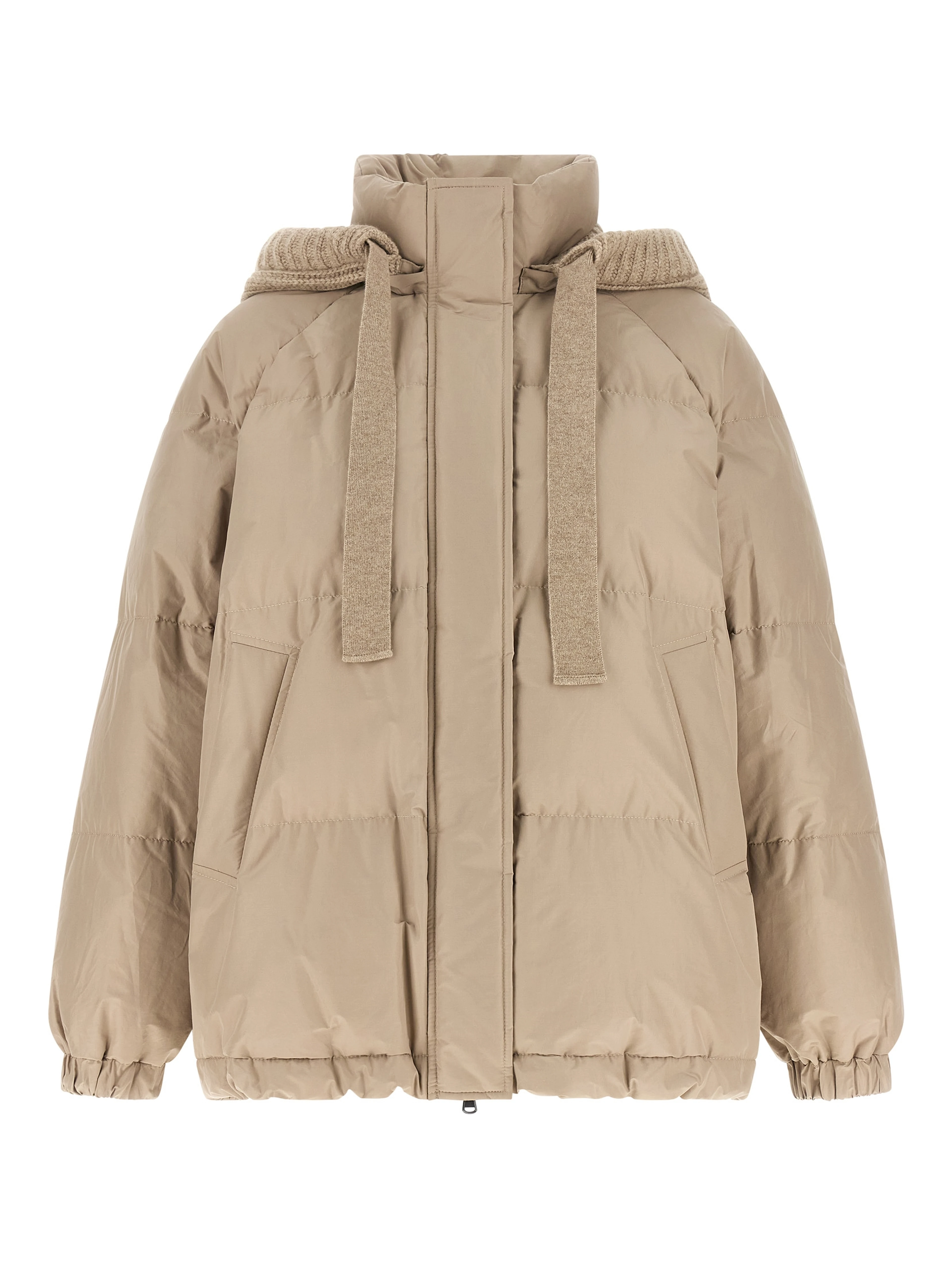 Beige Cotton Full-Length Jacket