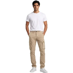 Beige Cotton Cargo Pants