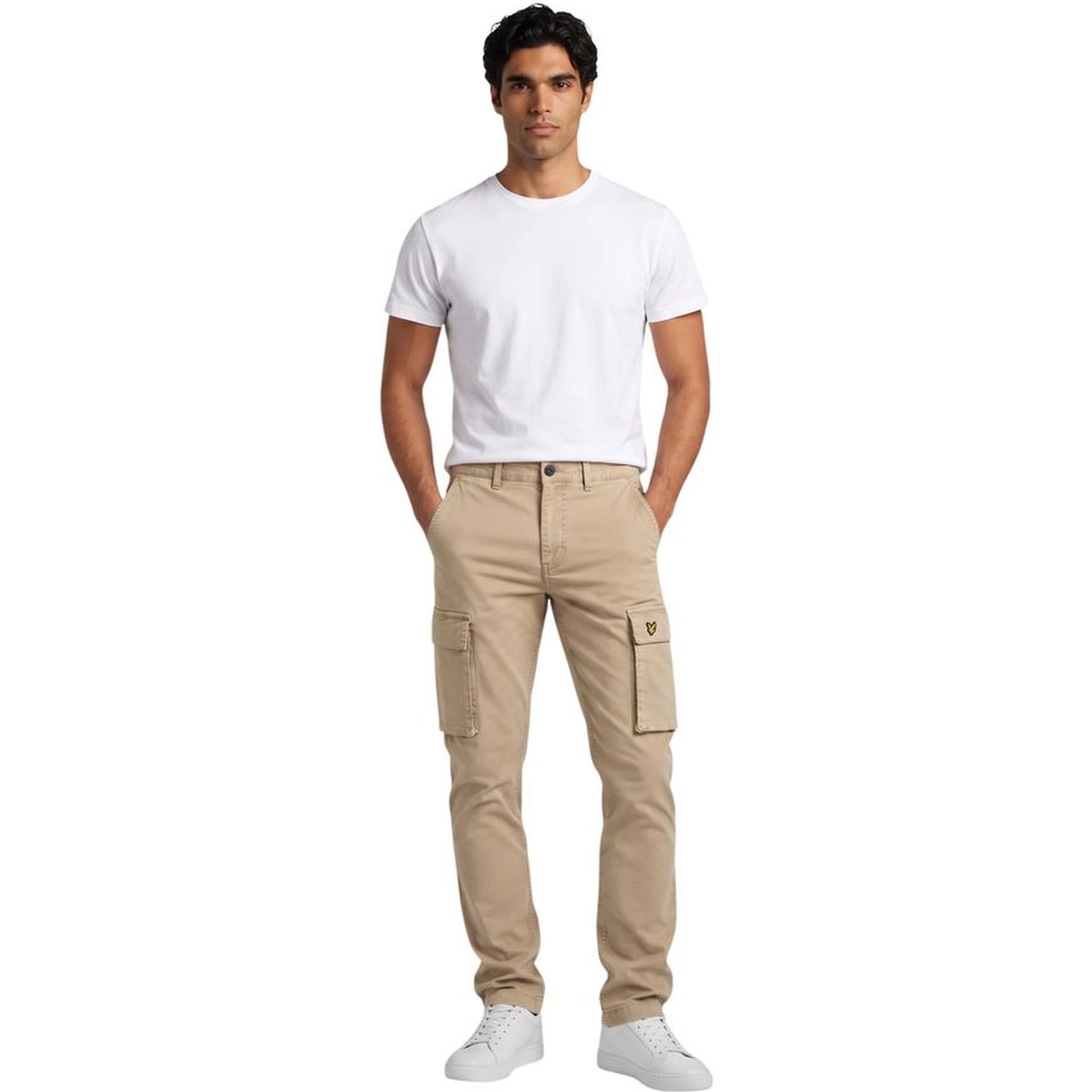 Beige Cotton Cargo Pants