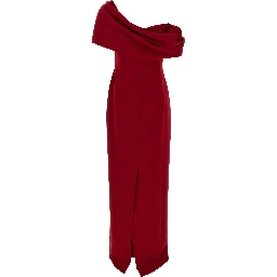 Red Polyester Long Dress