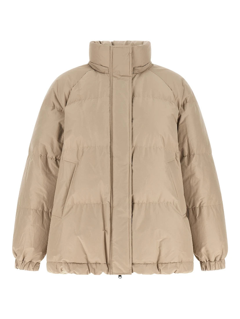 Beige Cotton Full-Length Jacket