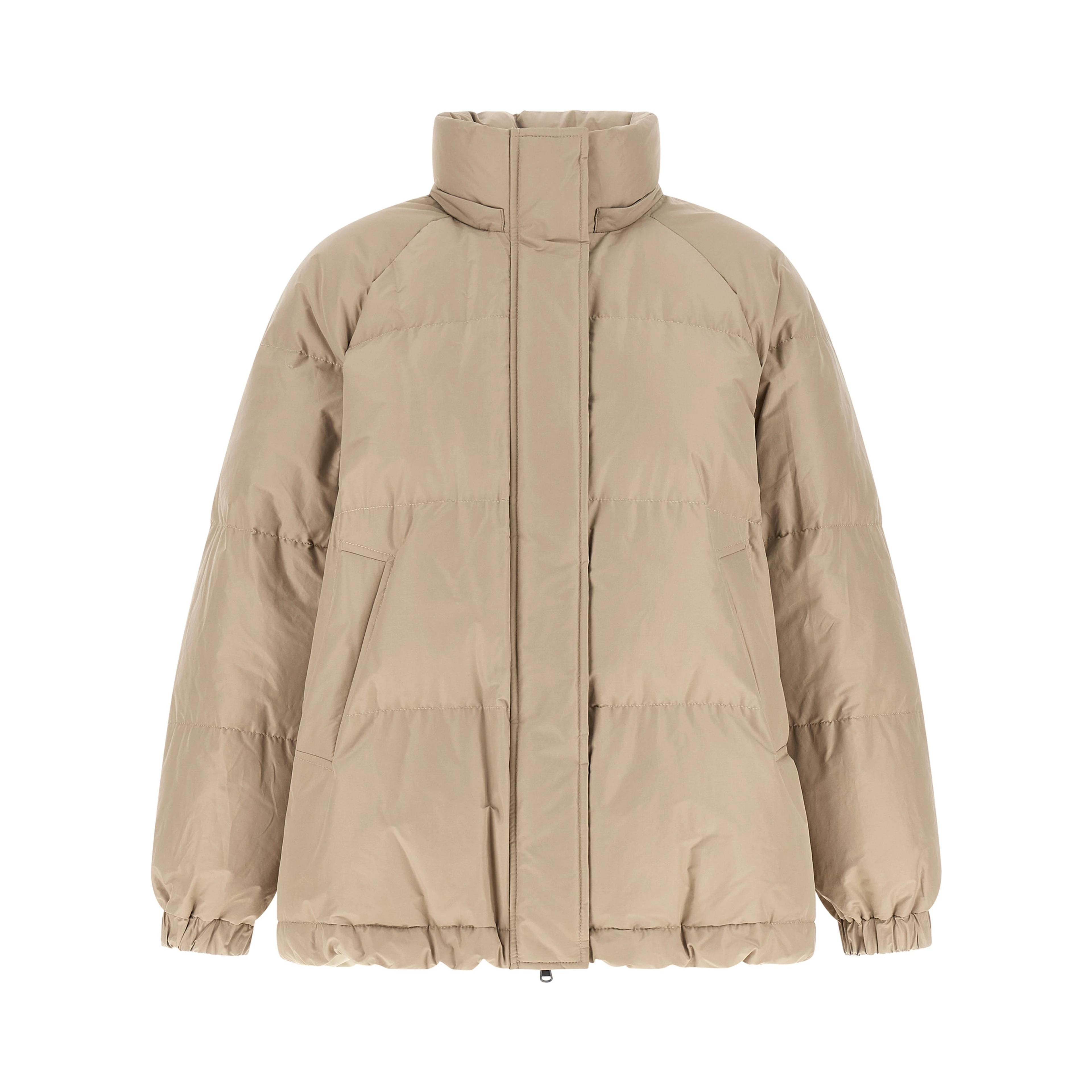 Beige Cotton Full-Length Jacket