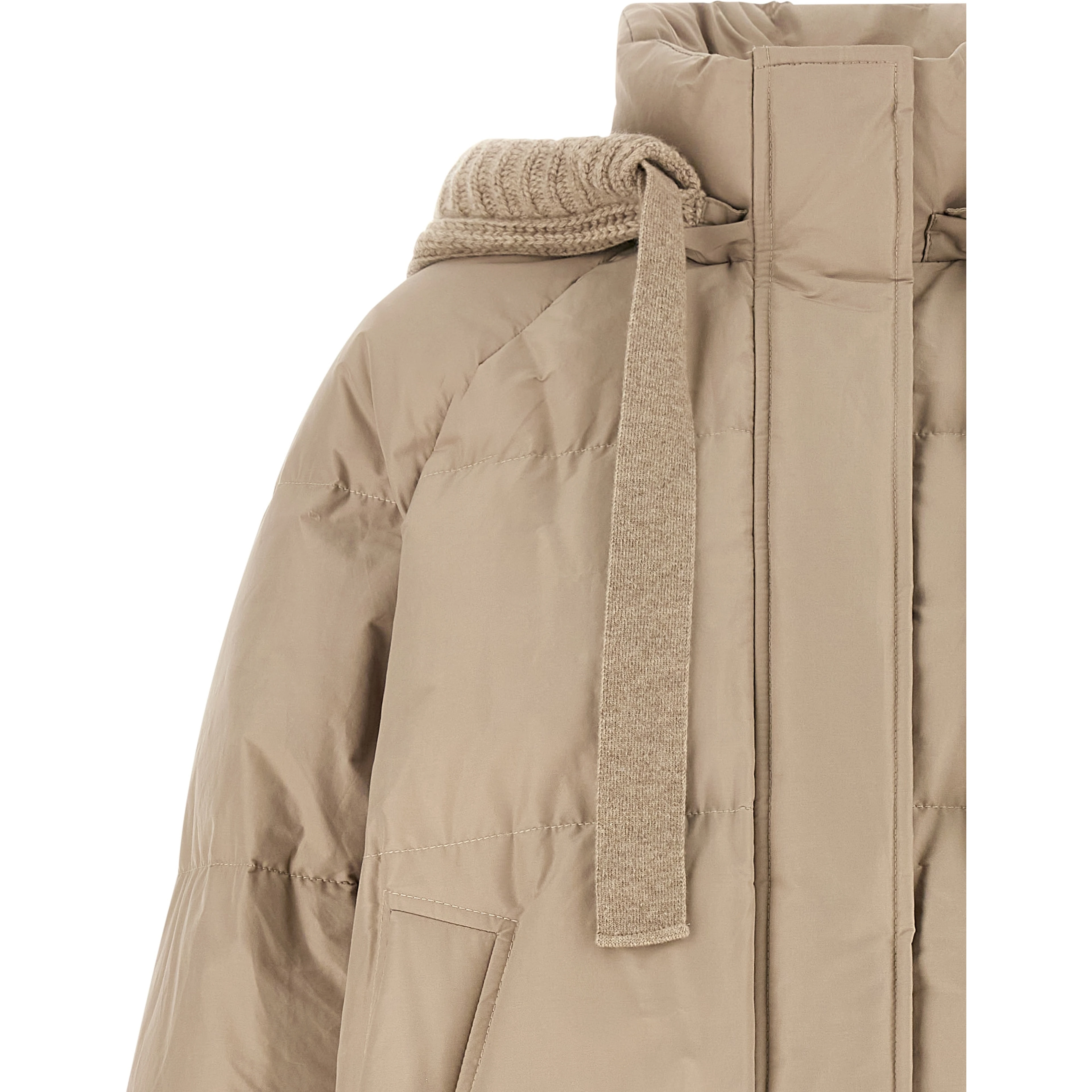 Beige Cotton Full-Length Jacket