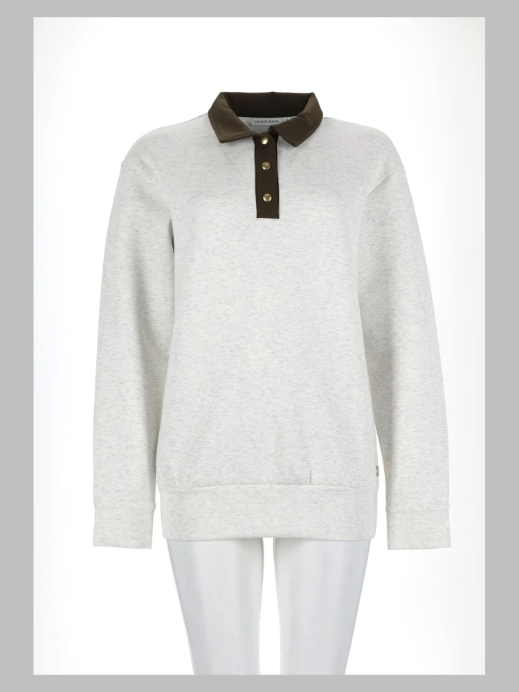 hog button polo sweater