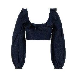 ASTER DENIM FRILL TOP
