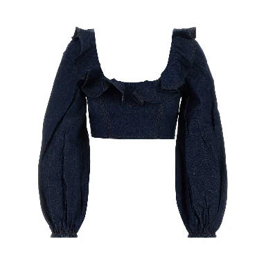 ASTER DENIM FRILL TOP
