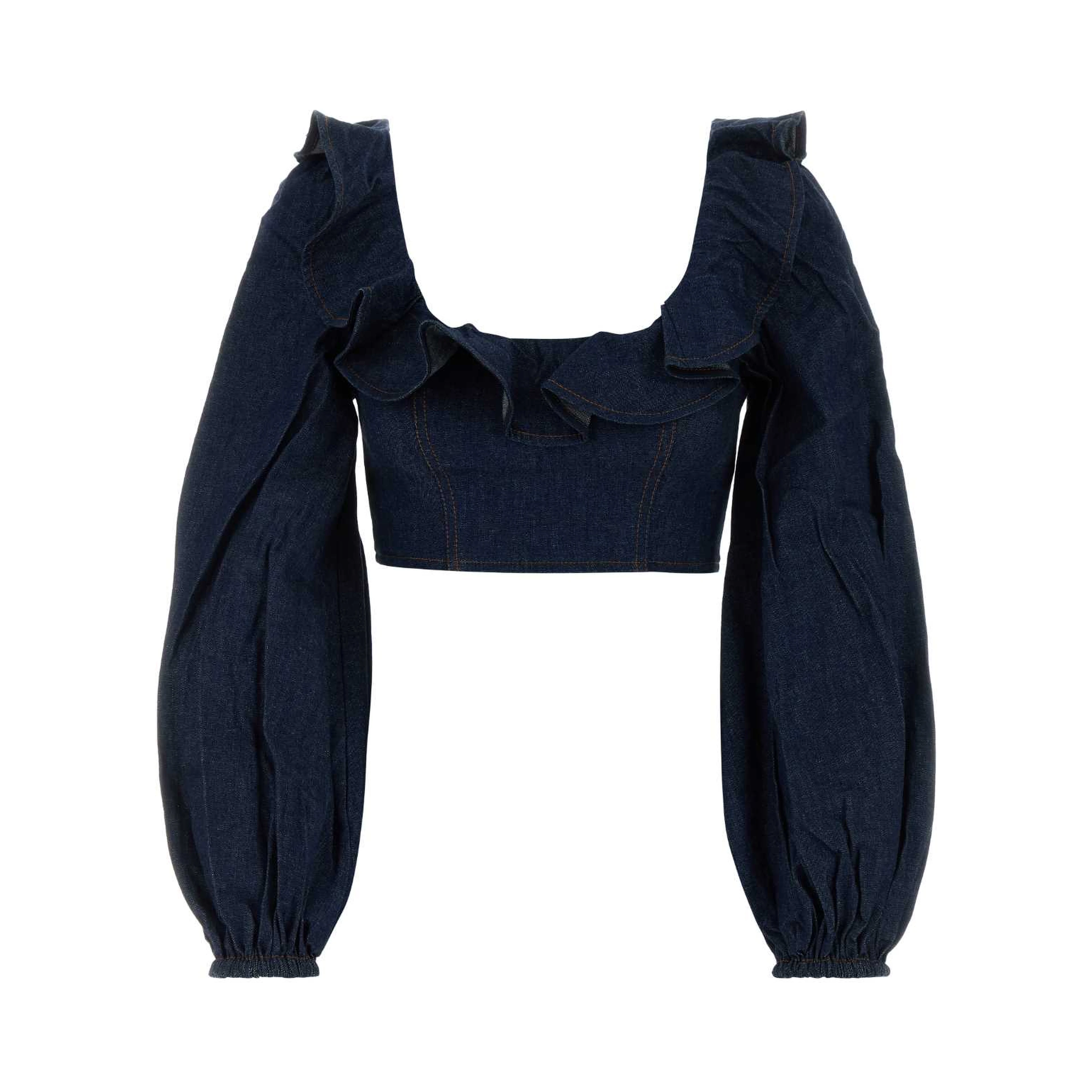 ASTER DENIM FRILL TOP