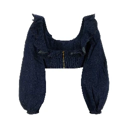 ASTER DENIM FRILL TOP