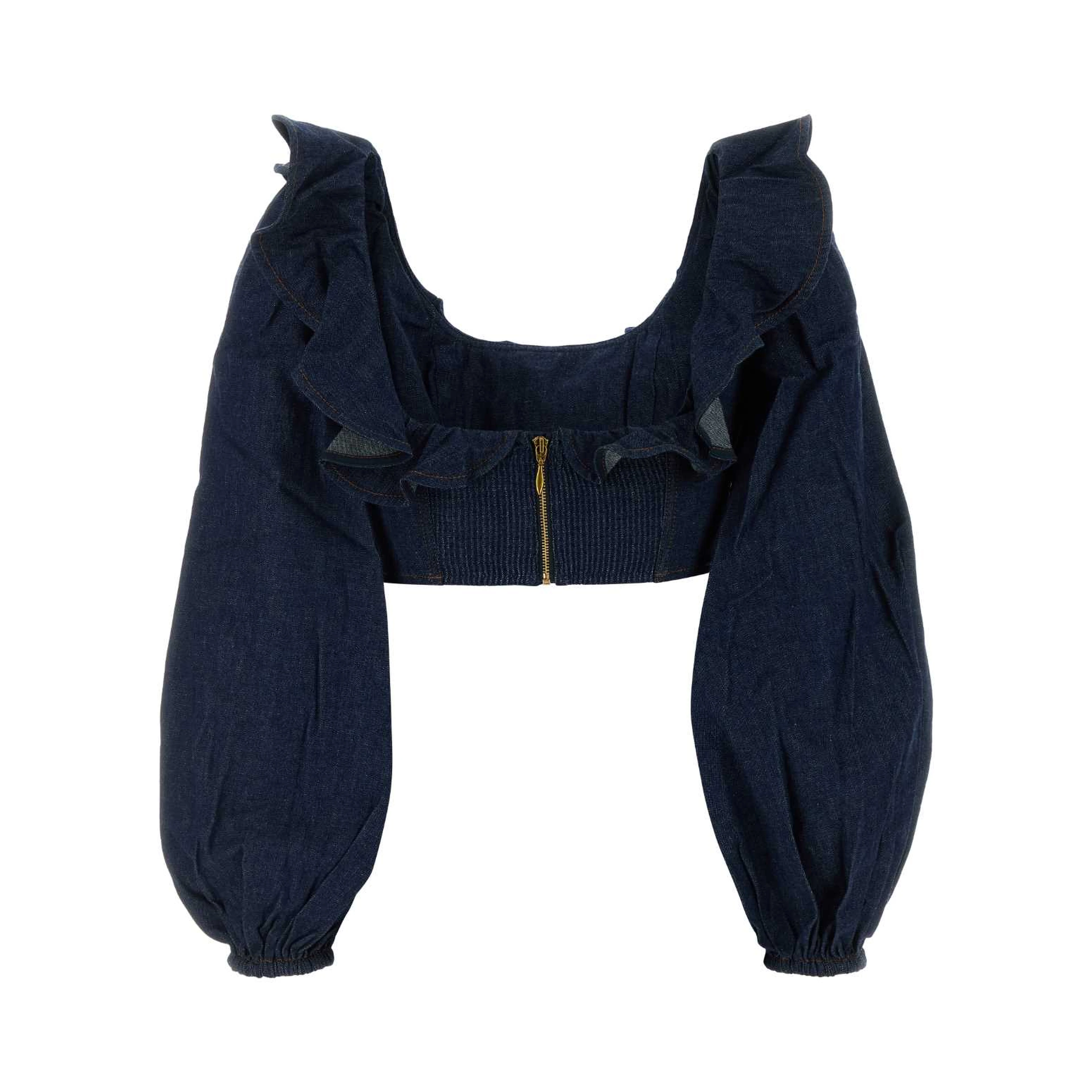ASTER DENIM FRILL TOP