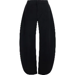 Black denim pants with elegant details and soft fabric, color black, women