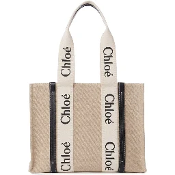 Beige Linen Tote Bag