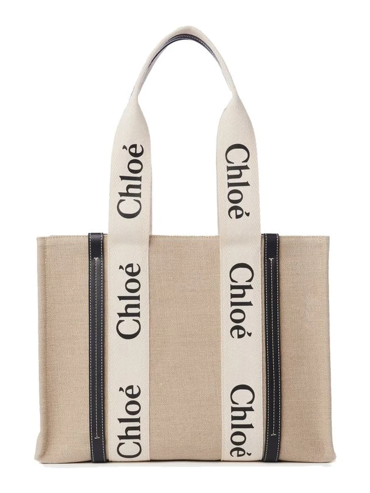 Beige Linen Tote Bag
