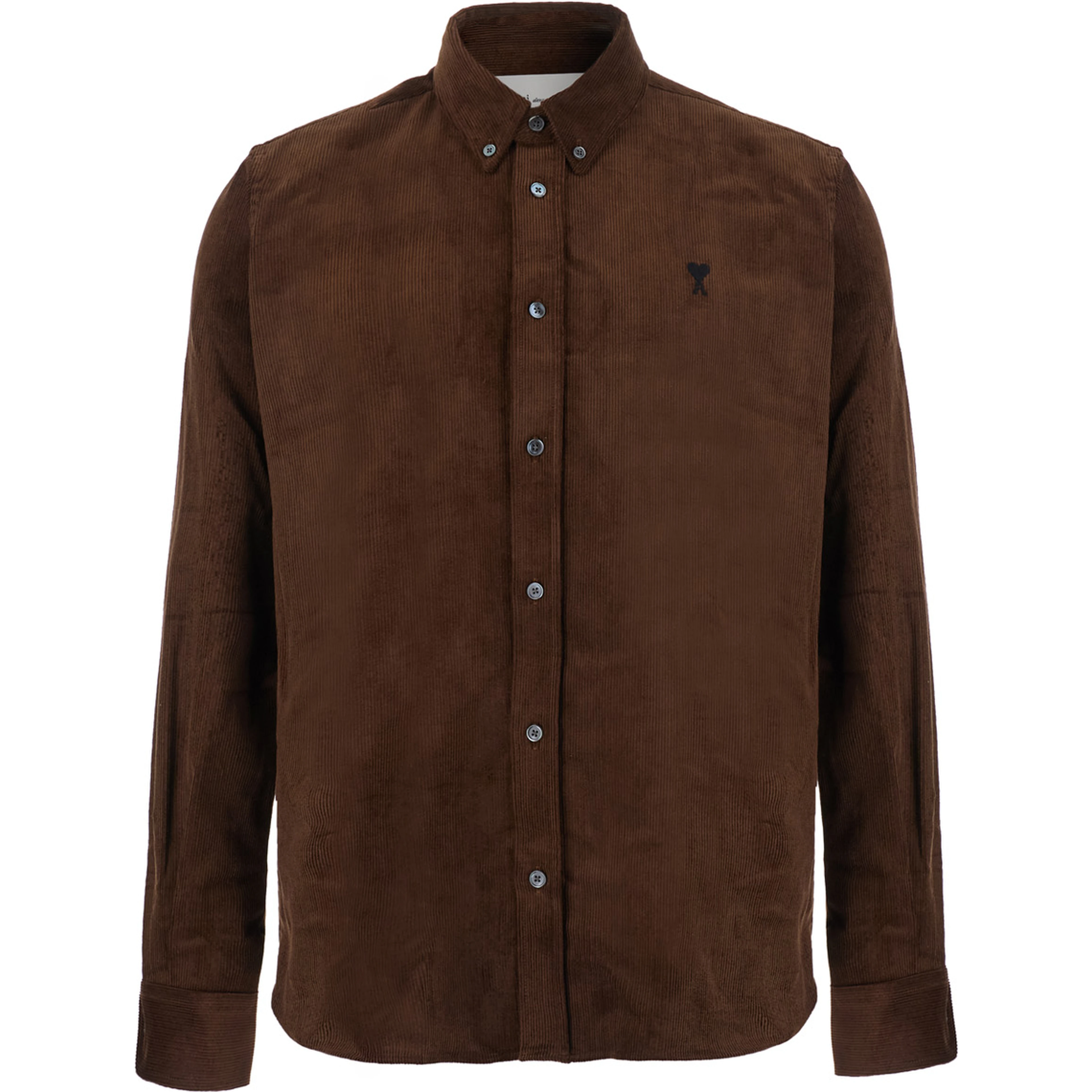 Classic mens brown shirt with button-down collar and fabric