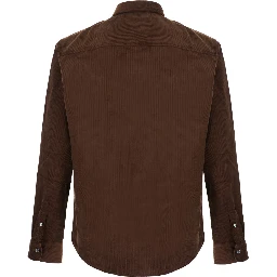 Classic mens brown shirt with button-down collar and fabric