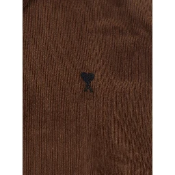 Classic mens brown shirt with button-down collar and fabric