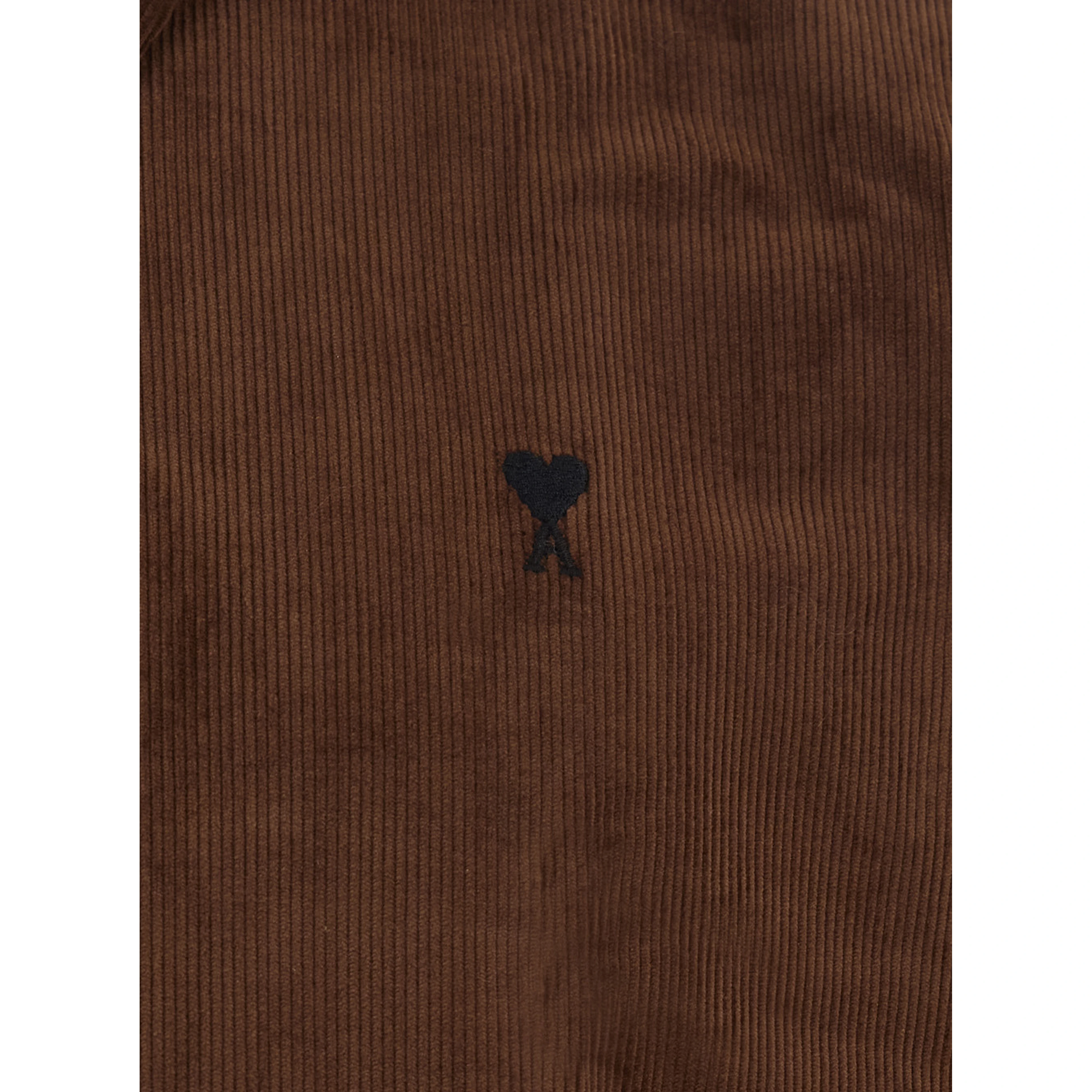 Classic mens brown shirt with button-down collar and fabric