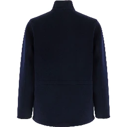 Jacket with zip and pockets in blue wool Woman