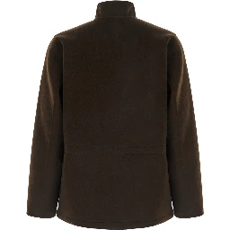 Jacket with Front Zip Closure and High Collar in Brown Wool for Women