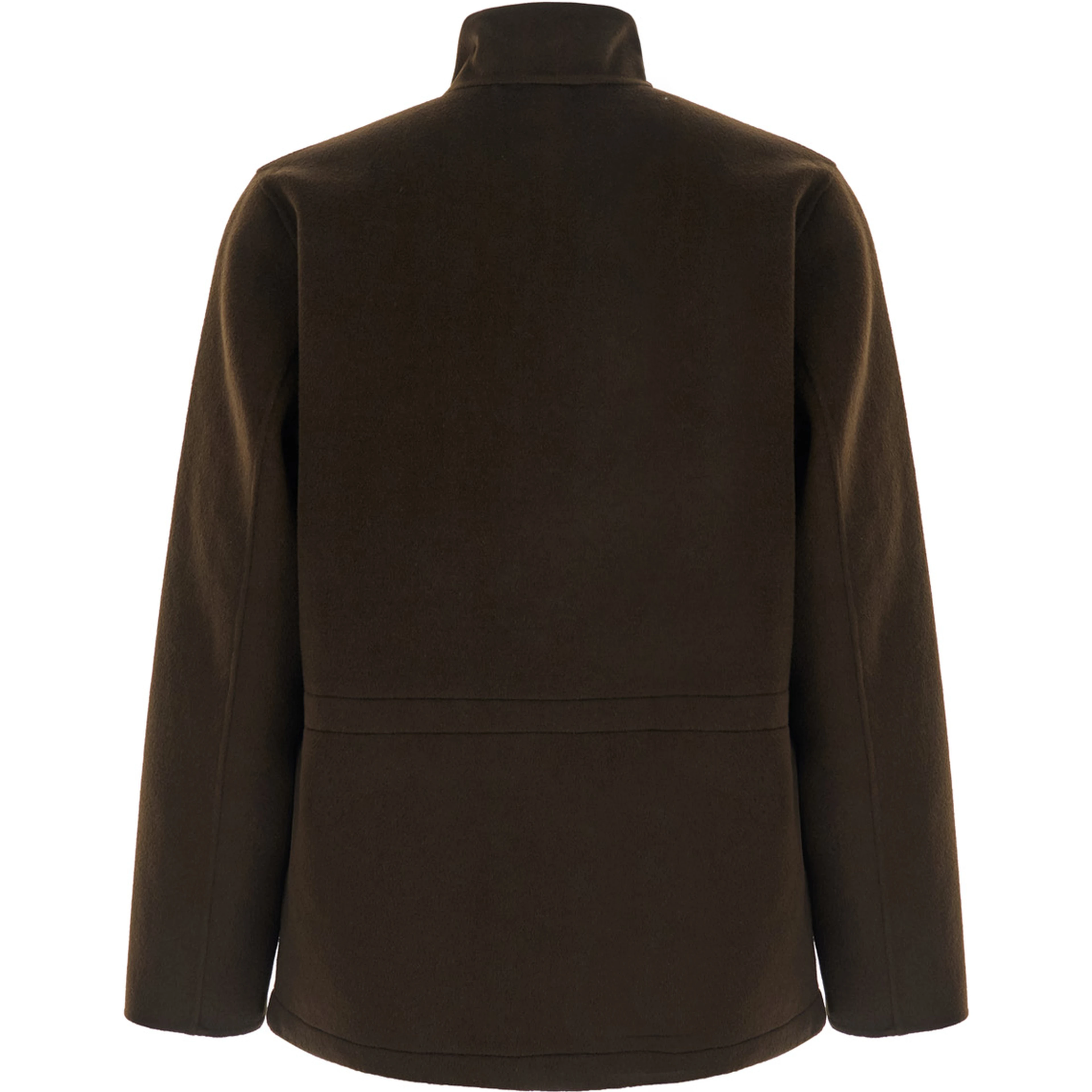 Jacket with Front Zip Closure and High Collar in Brown Wool for Women