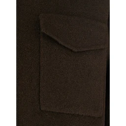 Jacket with Front Zip Closure and High Collar in Brown Wool for Women