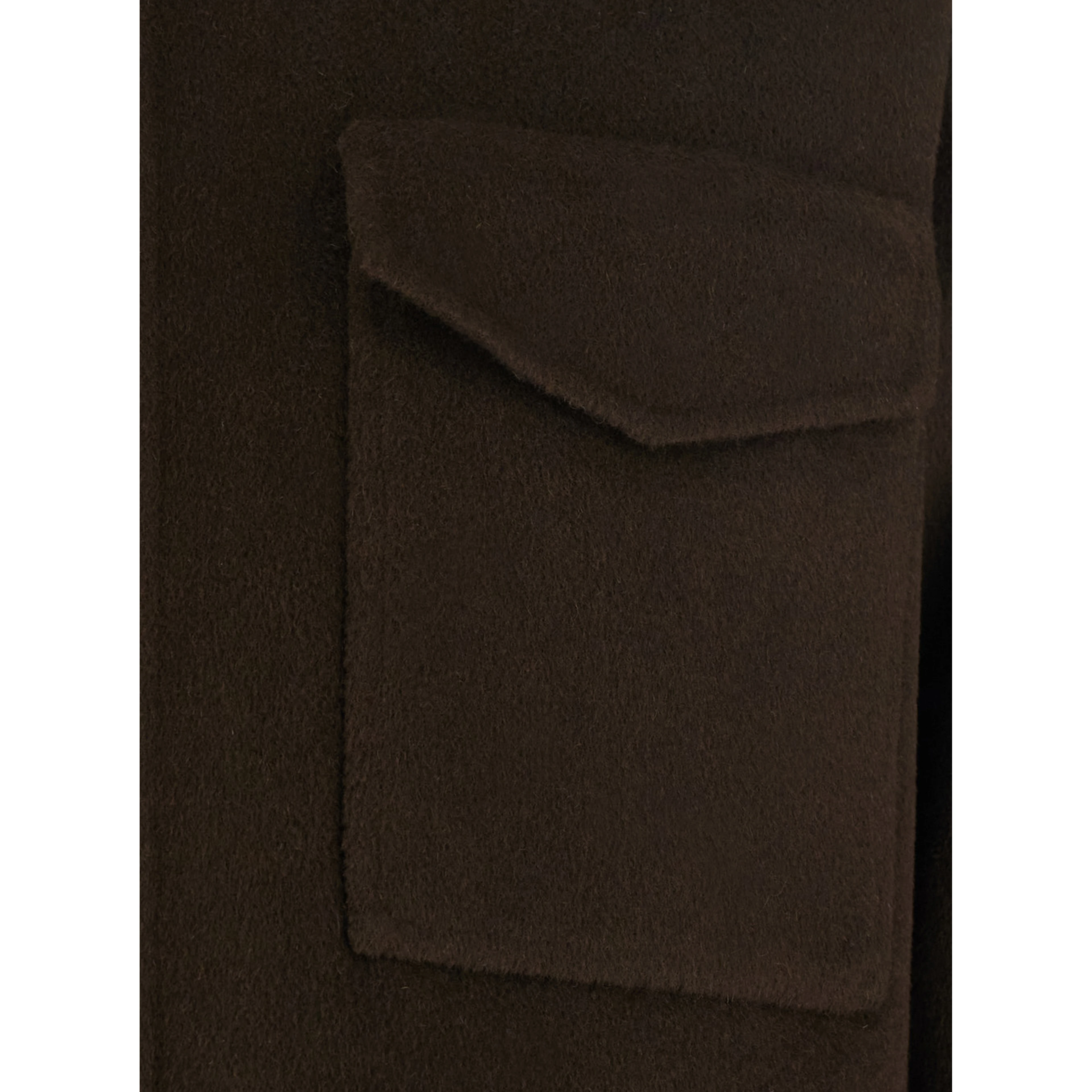 Jacket with Front Zip Closure and High Collar in Brown Wool for Women