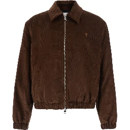 AMI PARIS Jacket imbottita con zip in Tessuto tecnica marrone uomo