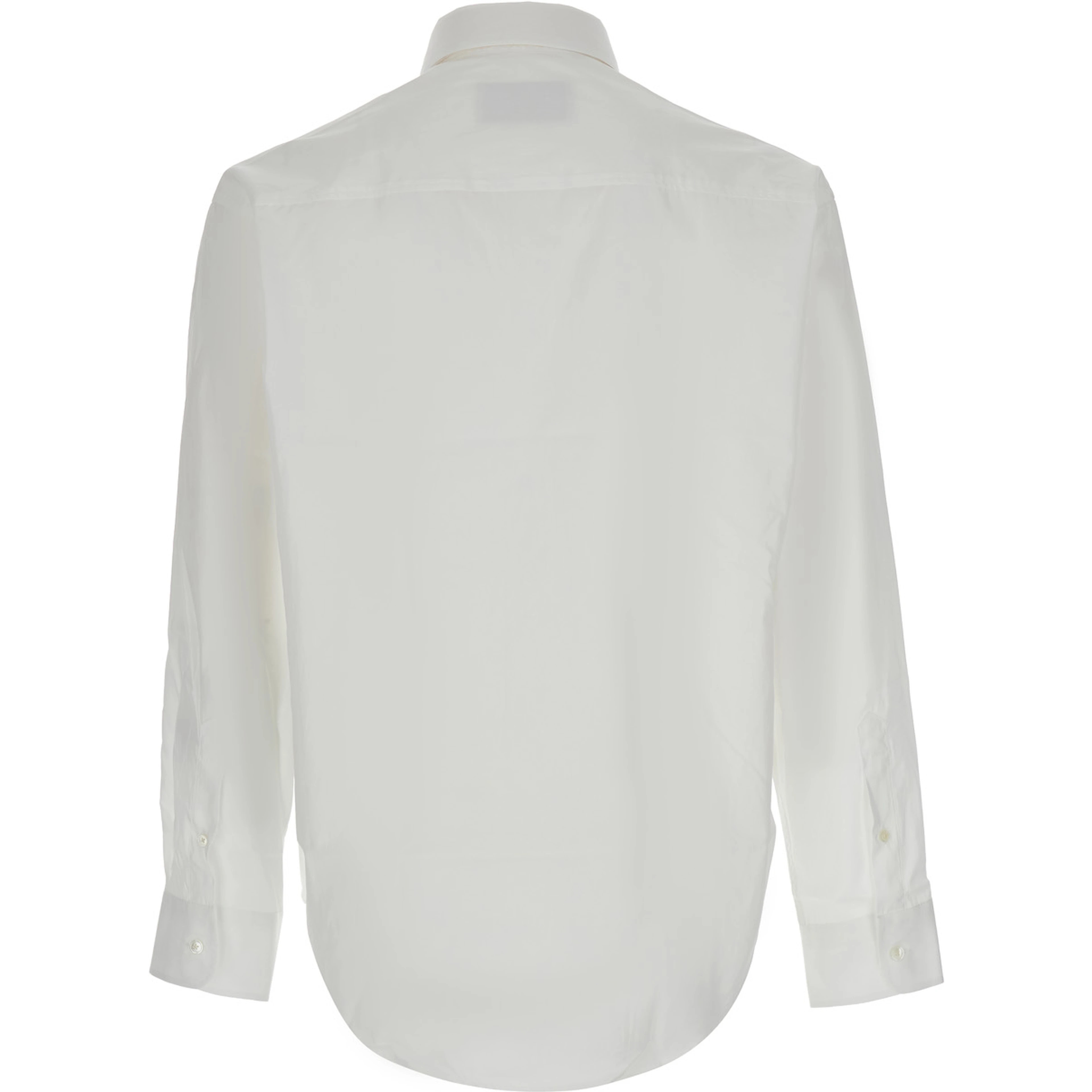 Boxy fit shirt with button-down collar and Ami de Coeur embroidery in white fabric for women