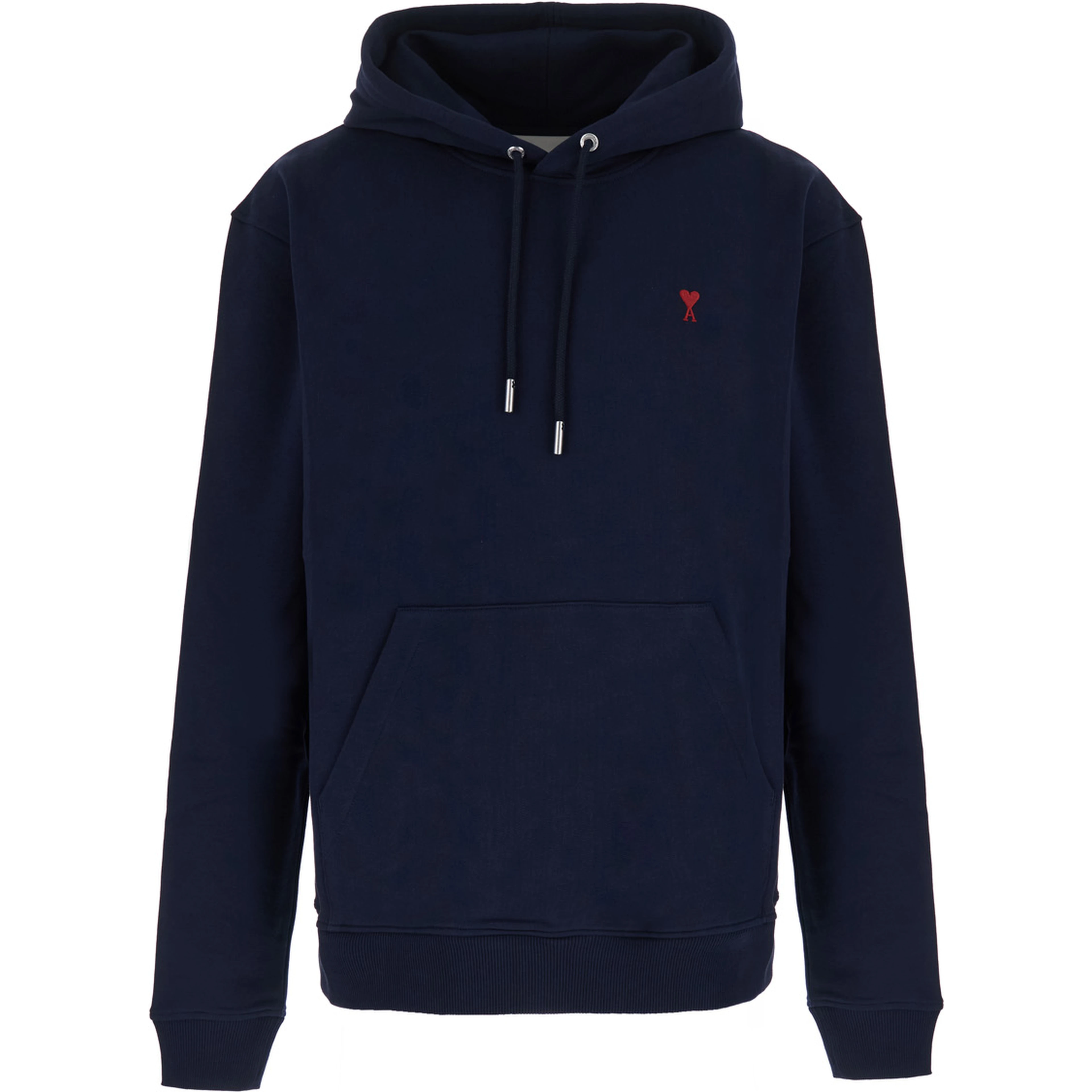 Blue unisex hoodie with red Ami de Cœur in fabric