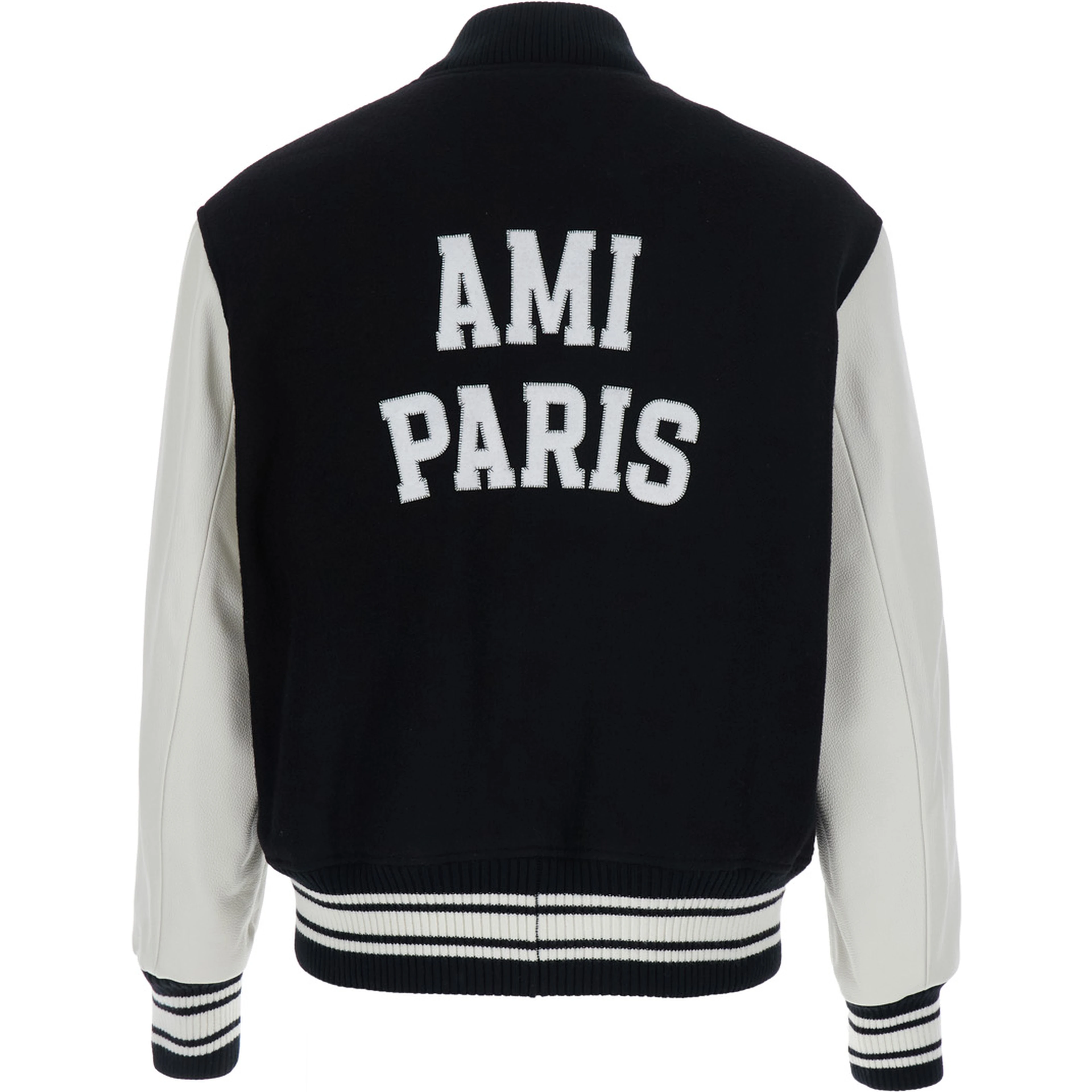 Jacket teddy padded with leather sleeves in black fabric