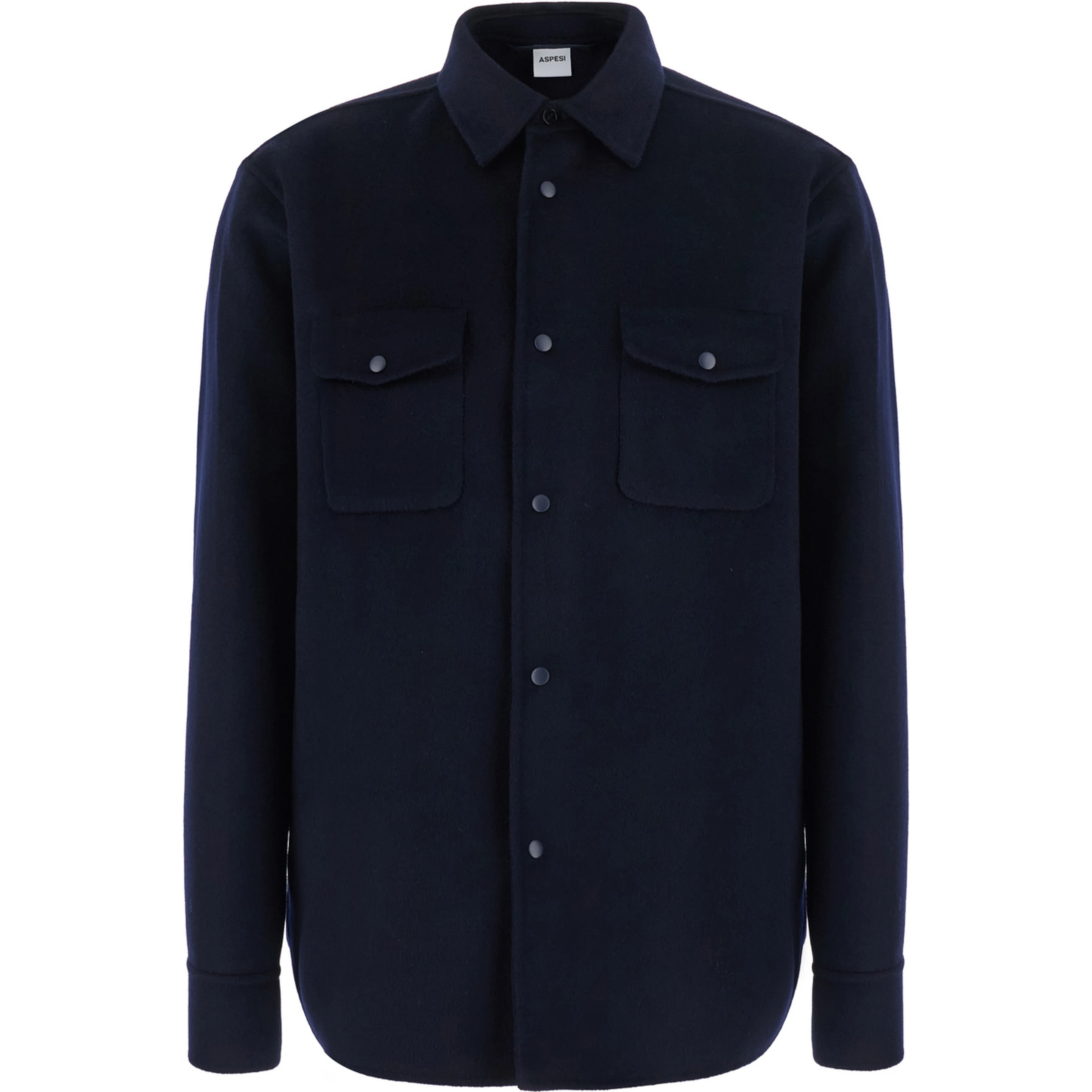 Blue Shirt with Classic Collar and Long Sleeves in Wool for Women