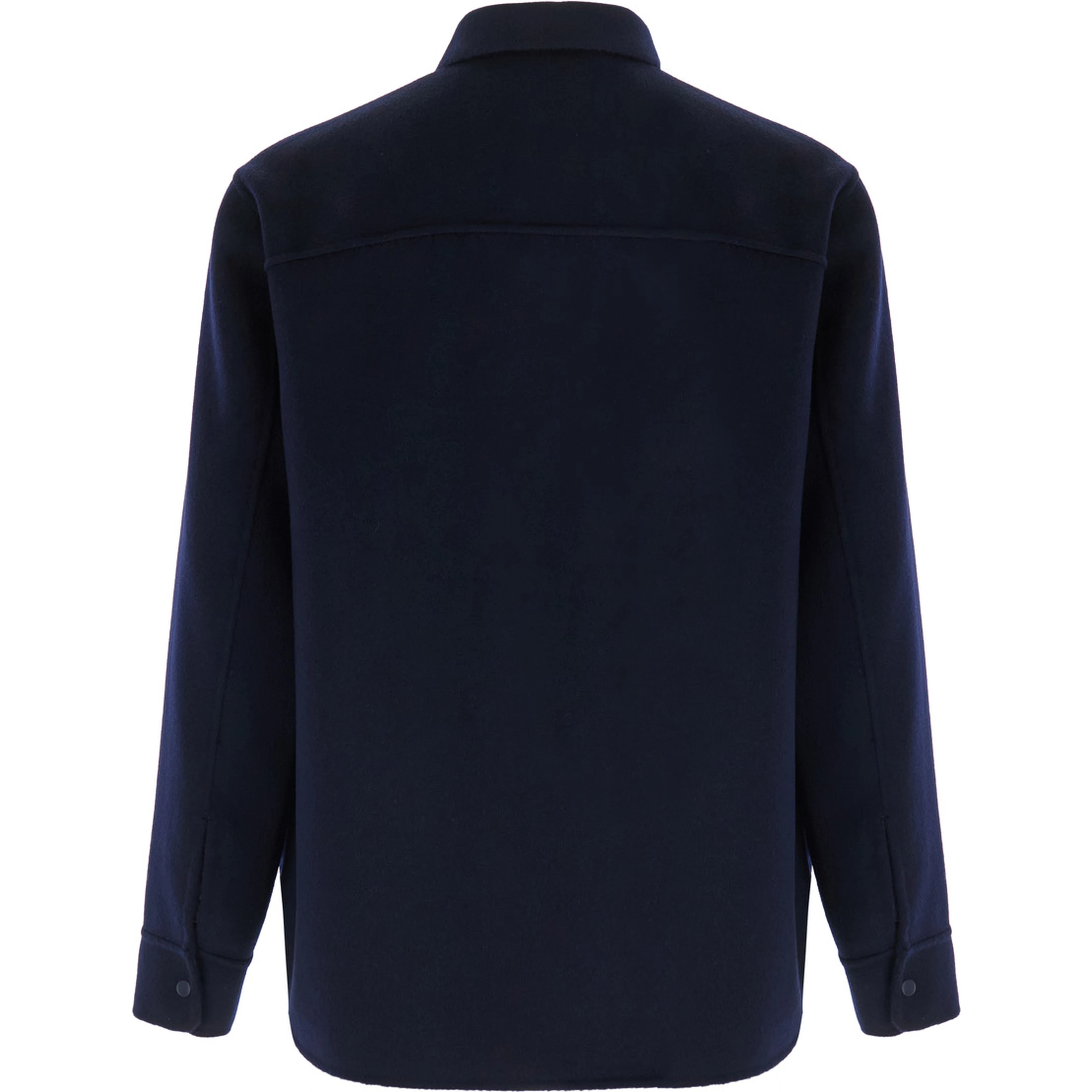 Blue Shirt with Classic Collar and Long Sleeves in Wool for Women