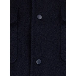 Blue Shirt with Classic Collar and Long Sleeves in Wool for Women