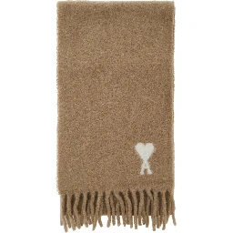 Alpaca and wool scarf with AMI de Coeur jacquard beige unisex