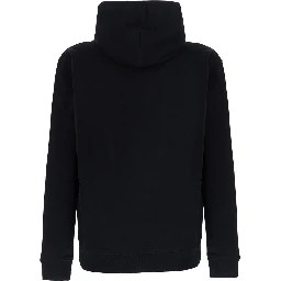 Black zip-up sweatshirt with AMI de Coeur logo in red, made of cotton, unisex