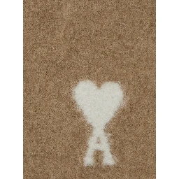 Alpaca and wool scarf with AMI de Coeur jacquard beige unisex