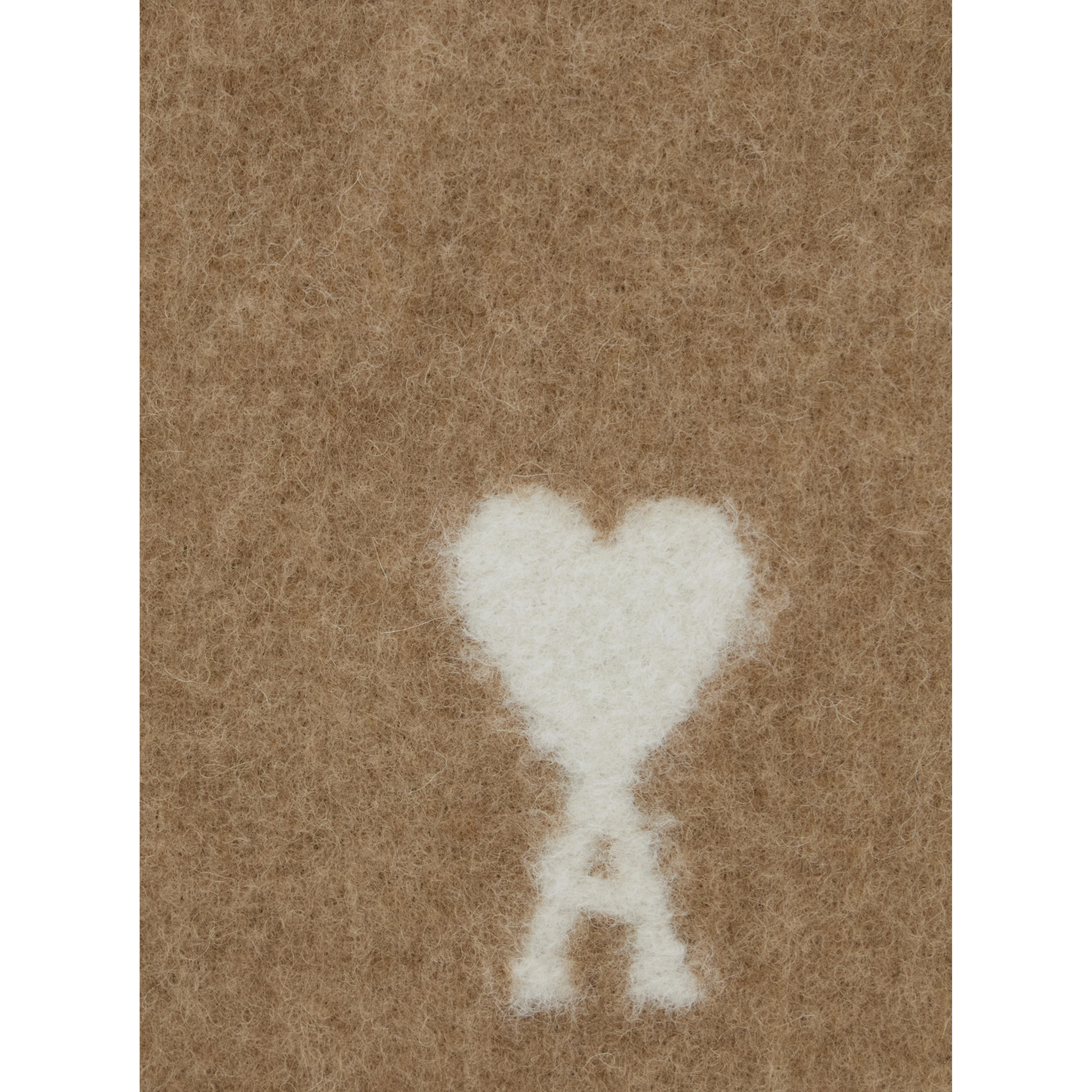 Alpaca and wool scarf with AMI de Coeur jacquard beige unisex