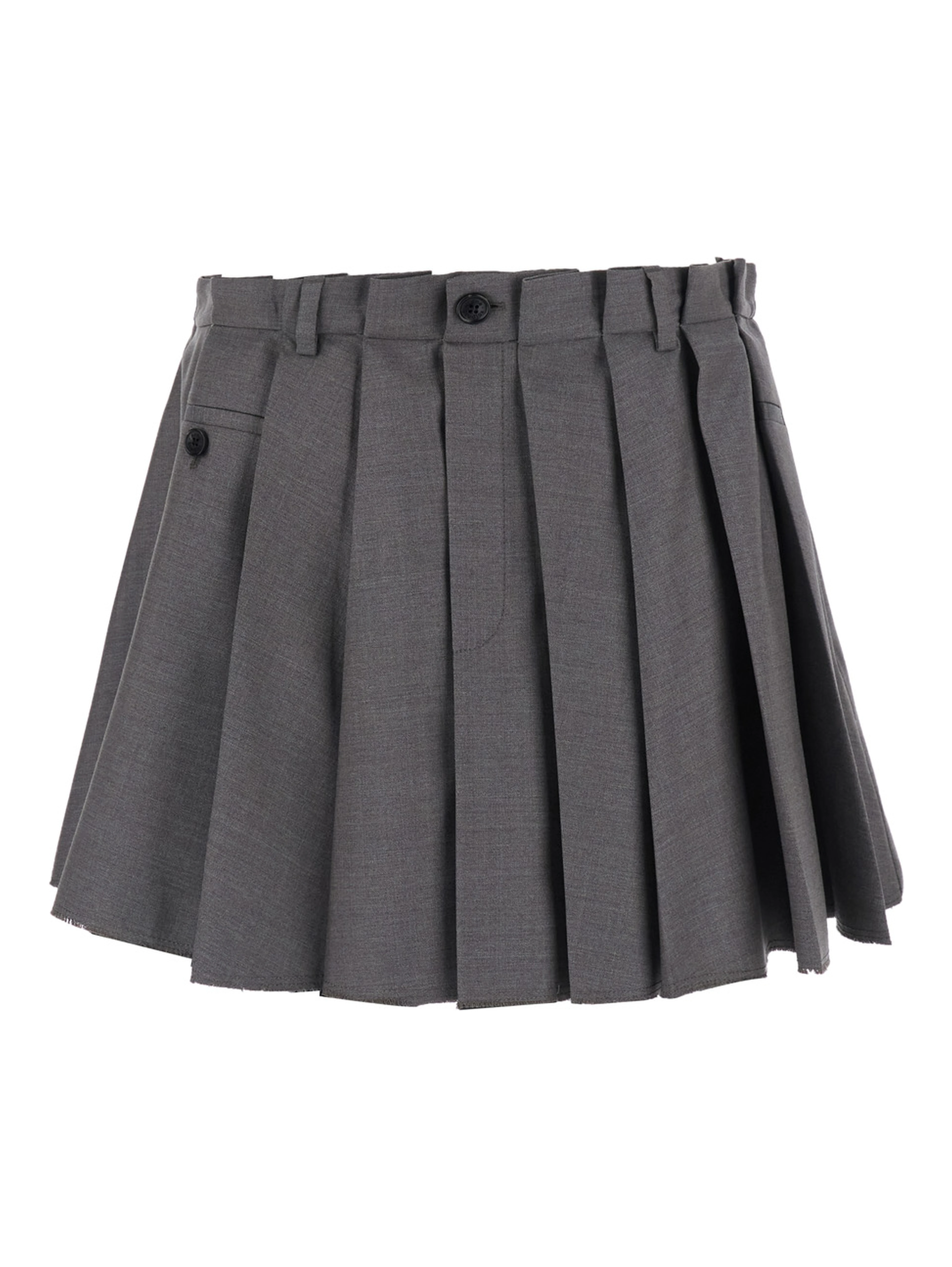 Gray Skirt with Tech Fabric Details